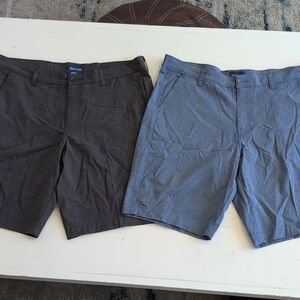RGSTR Men's Chino Shorts Lot of 2 Blue/Gray Solid Flat Front Stretch relax fit